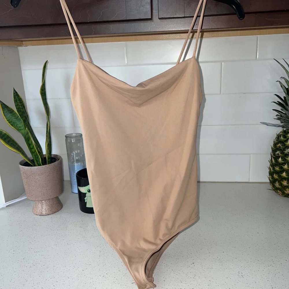 Nude Zara square neck bodysuit